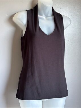 Etcetera black V-neck sleeveless tank top * sz S *